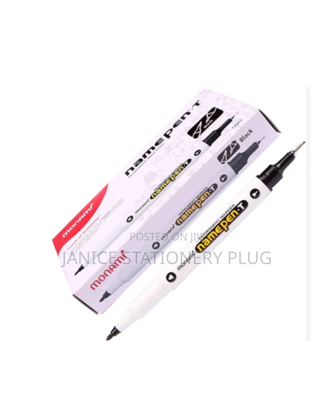 Monami Permanent Ink Twin Liner Marker, Black for Professional Office