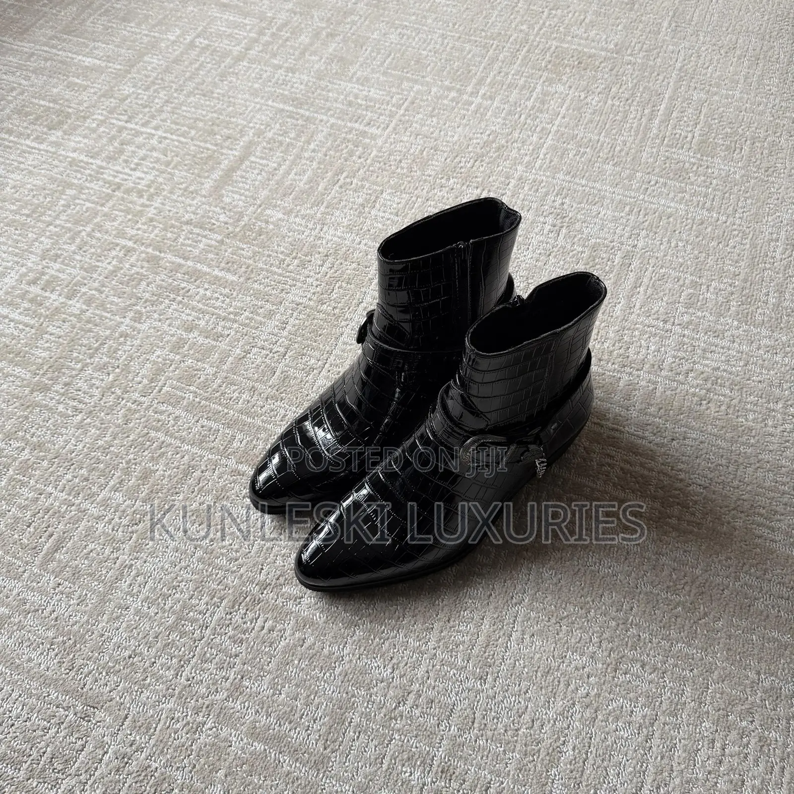 Original Crocodile Python Heeled Ankle Leather Boot