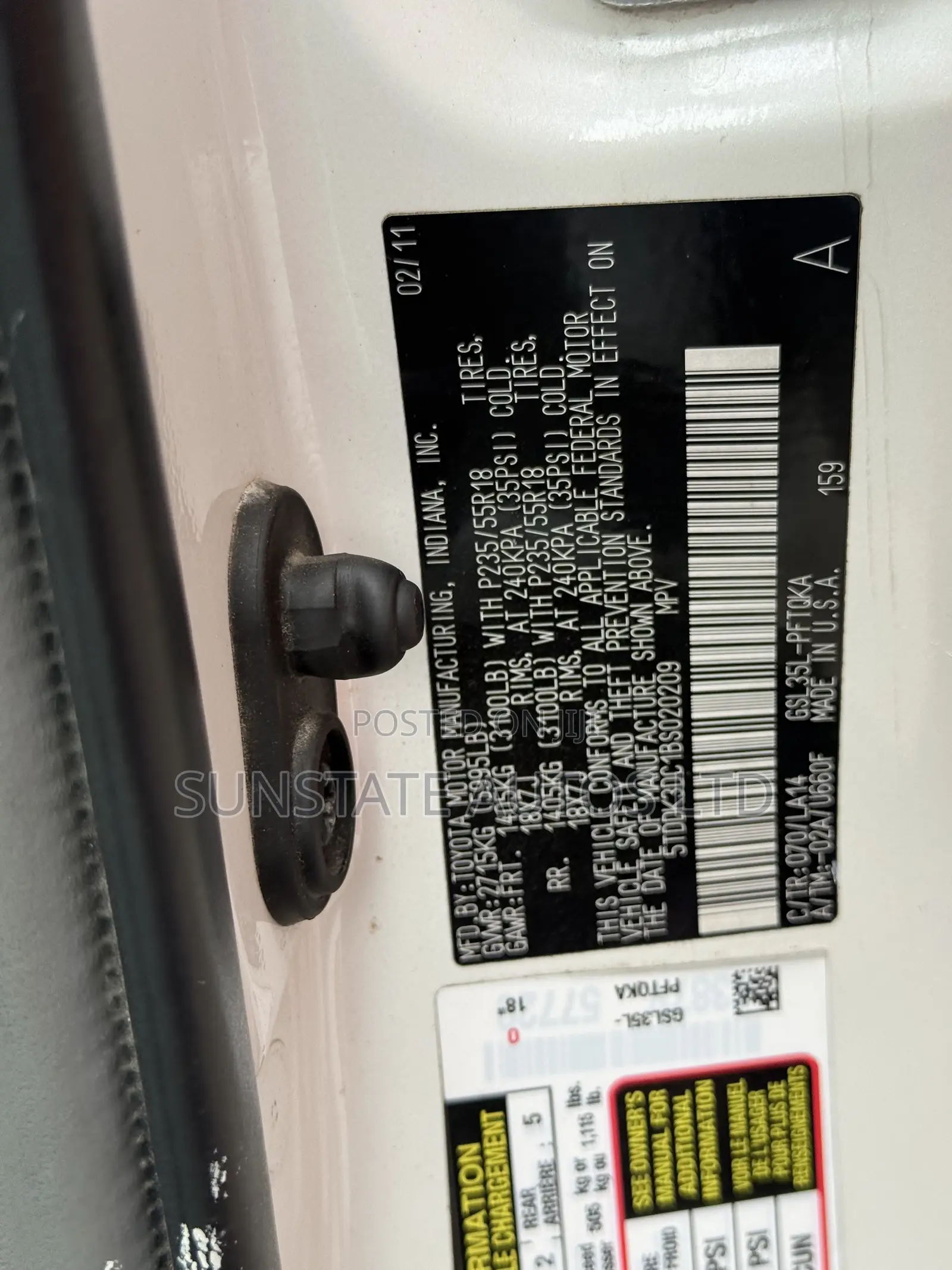 Toyota Sienna 2011 White