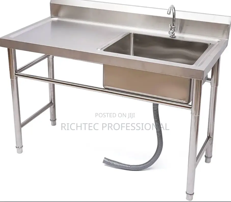 Commercial Single Bowl Stainless Steel Sink With Side Drainboard