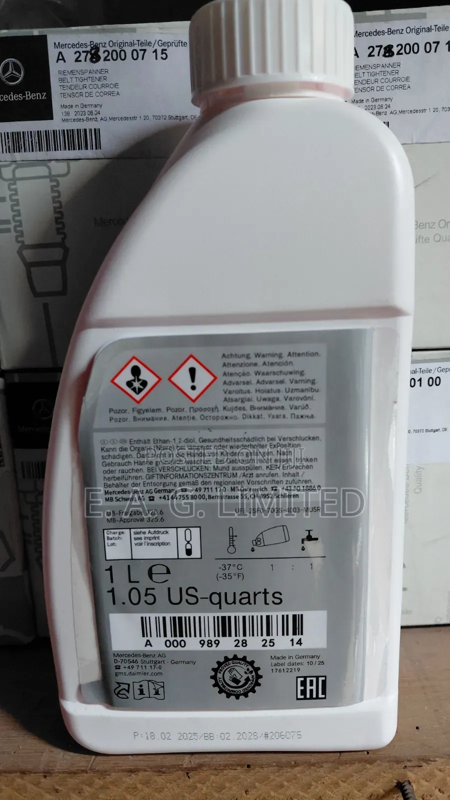 Mercedes-Benz Coolant/Antifreeze Agent, Mb 325.5 / 325.6, (Pink).