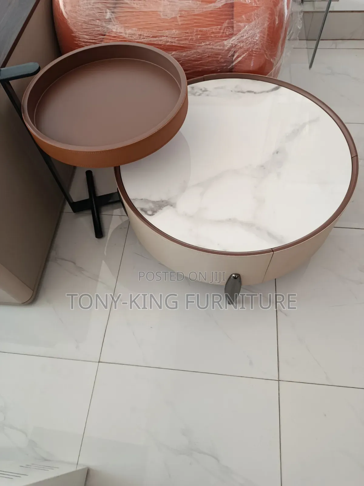 Imported Modern Luxury Center Table Set With Sid Stool