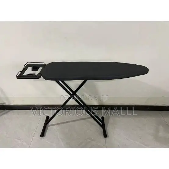 Foldable, Adjustable Heavy-Duty Black Ironing Board With Iron Rest