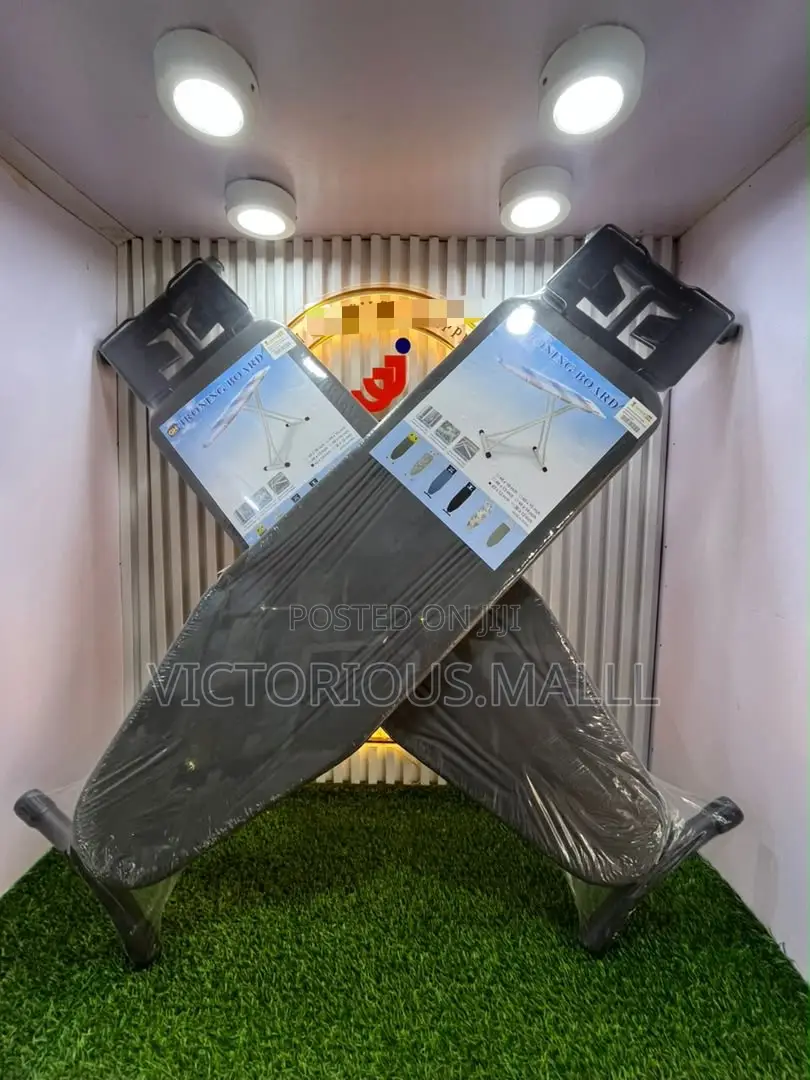 Foldable, Adjustable Heavy-Duty Black Ironing Board With Iron Rest