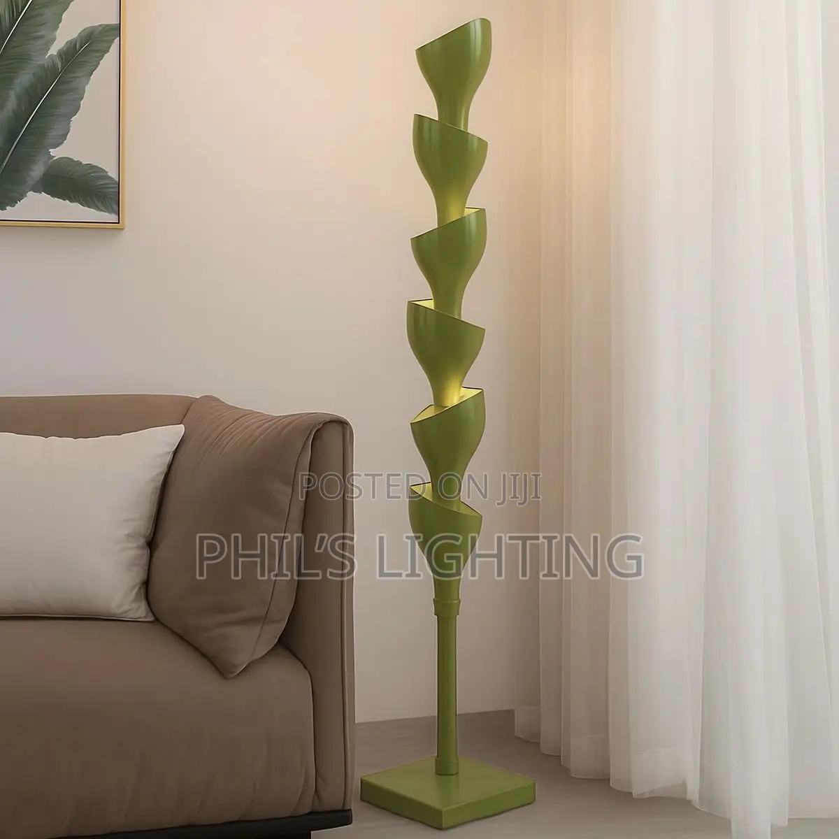 Long Strip White and Green LED Floor Lamps
