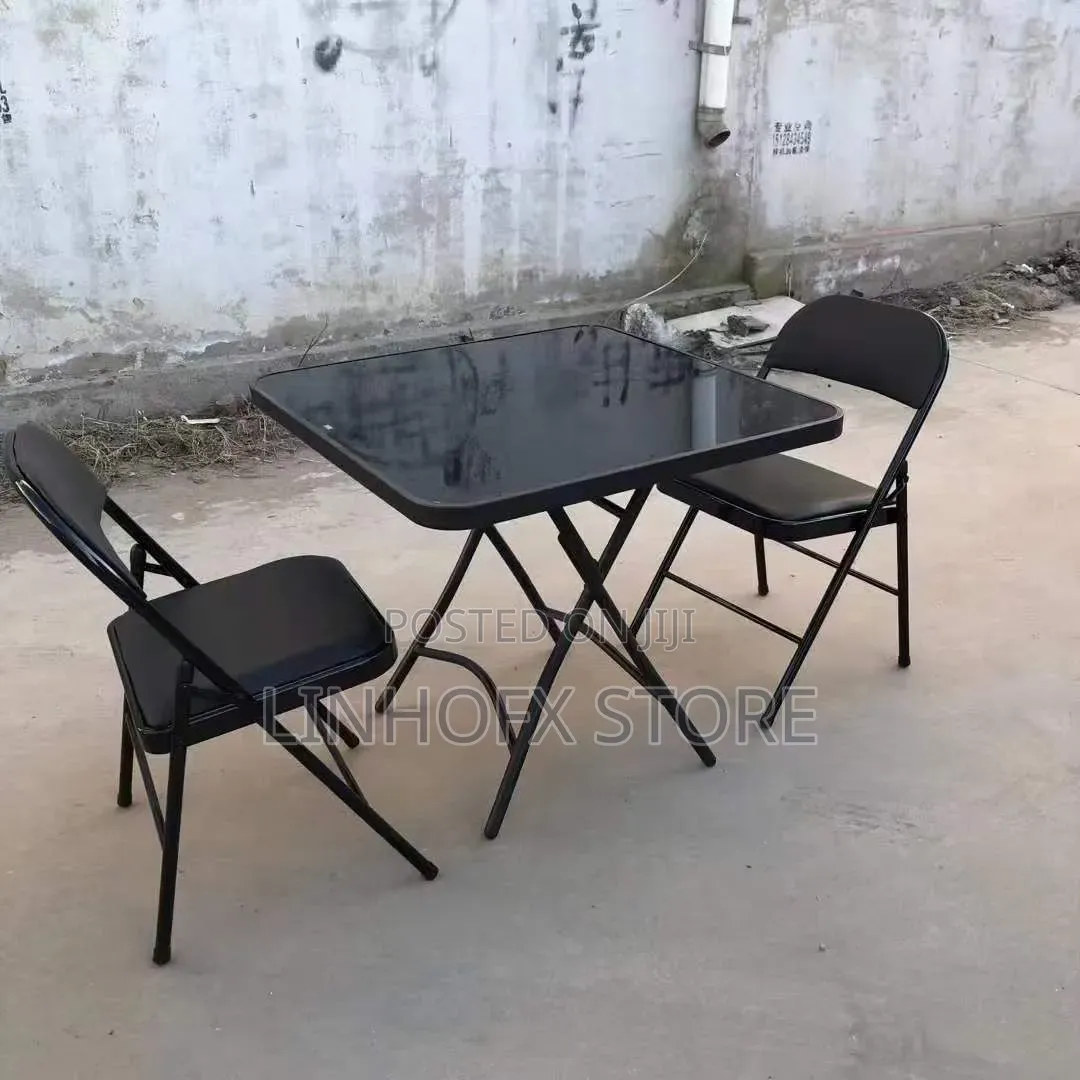 Modern Tempered Glass Foldable Table and Chair