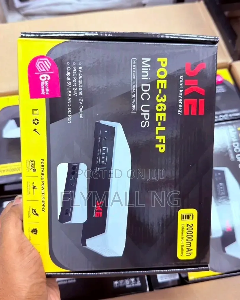 SKE 20000mAh 36W Mini DC UPS Router Power Bank (Model: POE-36E-LFP)