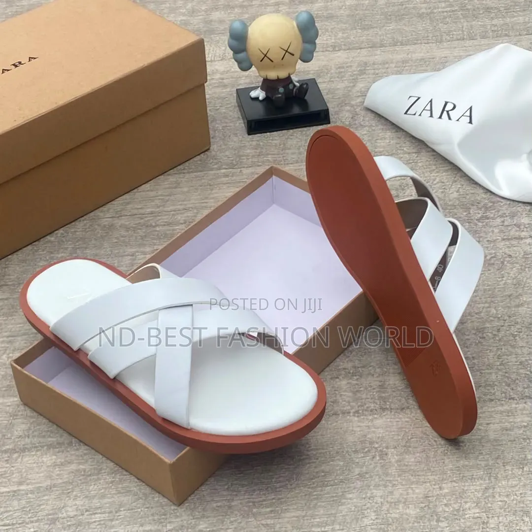 White Leather Zara Slippers