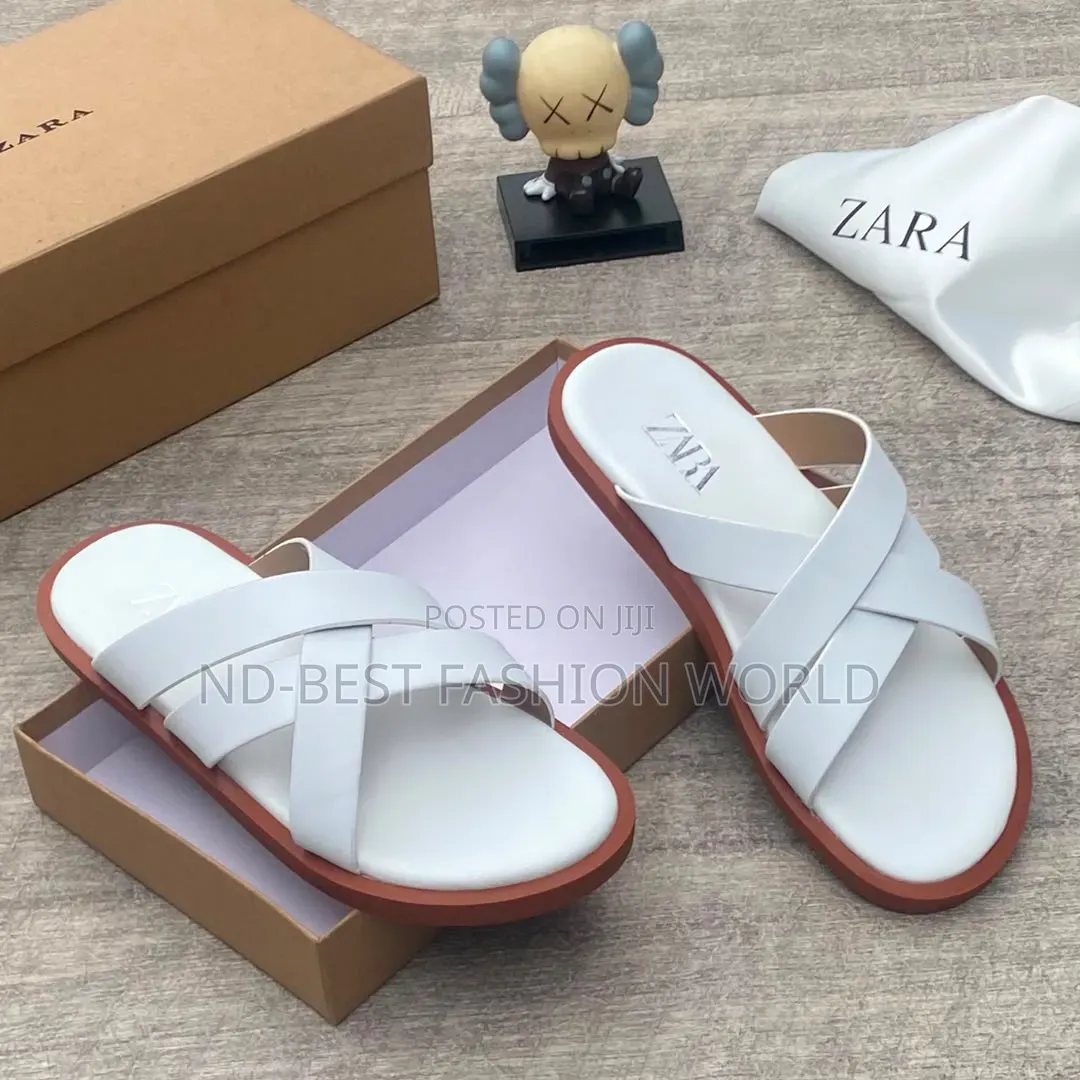 White Leather Zara Slippers