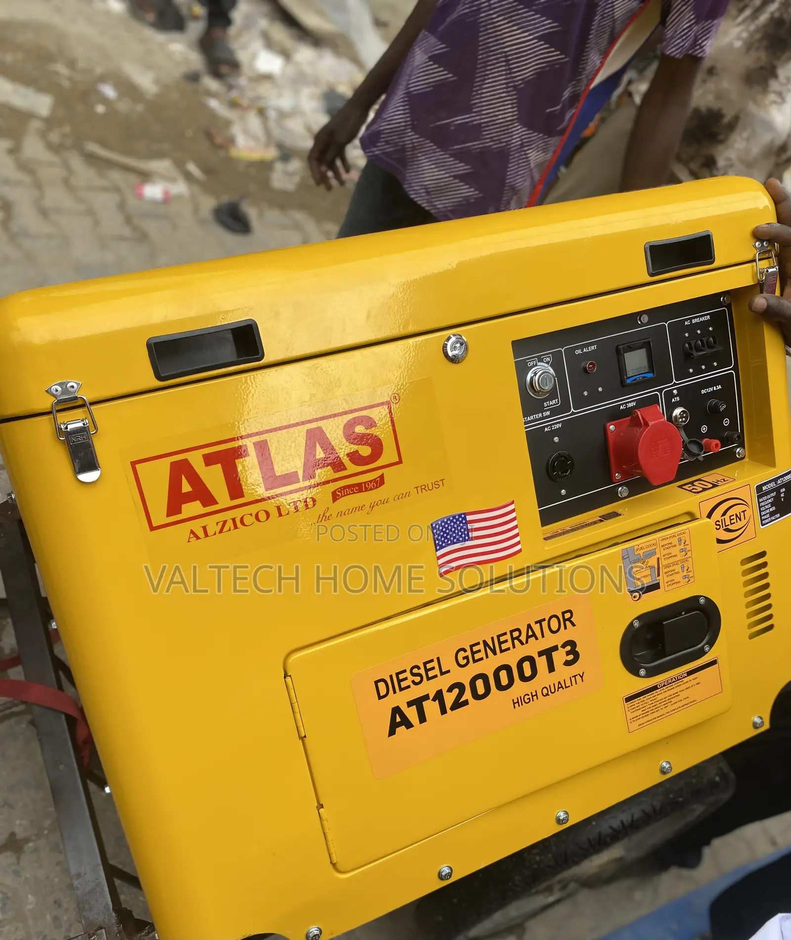 15KVA Atlas Soundproof 3-Phase Diesel Generator – 100% Copper Coil