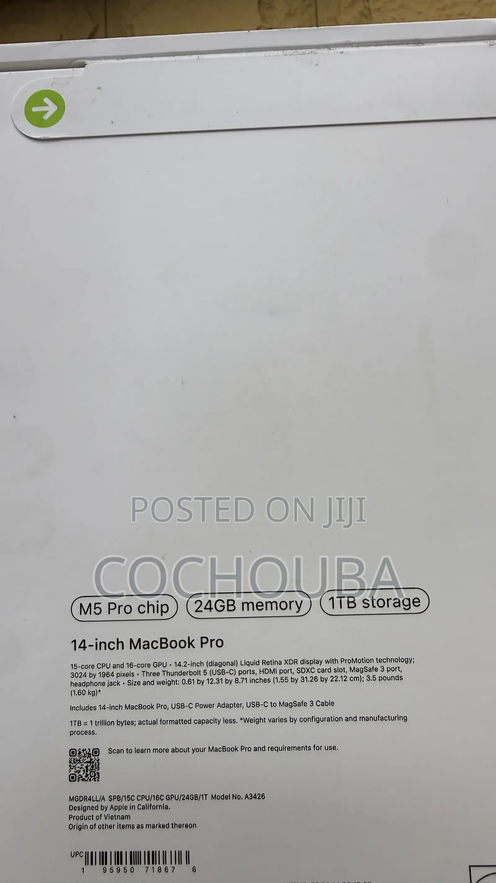 New Laptop Apple MacBook Pro 2026 M5 Pro 24GB Apple M5 Pro SSD 1T