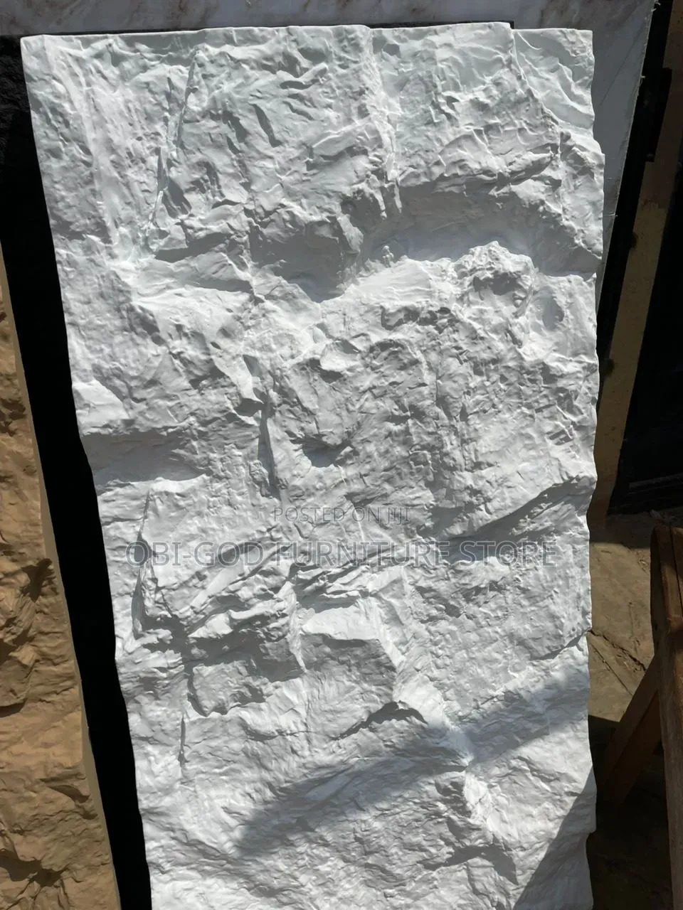 PU Stone Wall Panel – Deep Black | Waterproof Interior Wall Decor