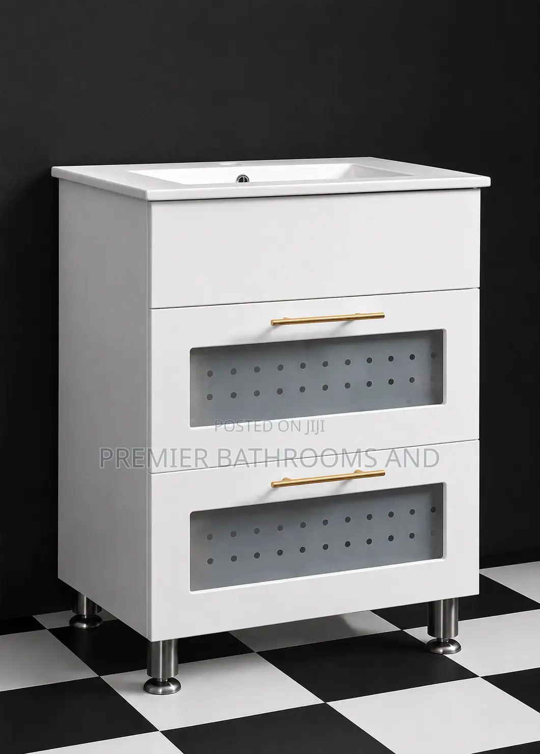 White Standing Cabinet Basin