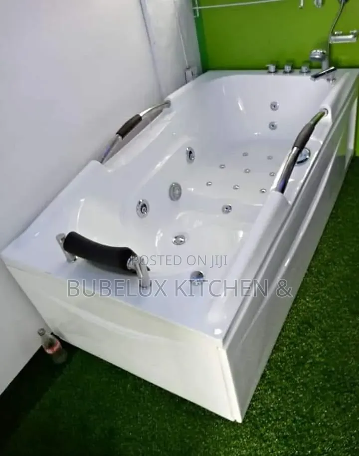 Brand New 1-Seater Jacuzzi Bathtub With Handrails+Massage Jets - White
