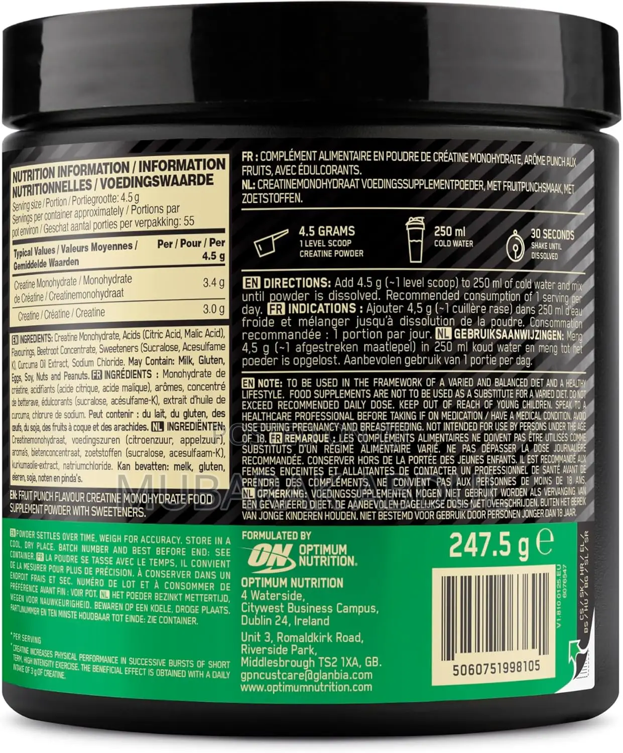Optimum Nutrition Micronised Creatine Powder – (247.5 G, 55 Serving)