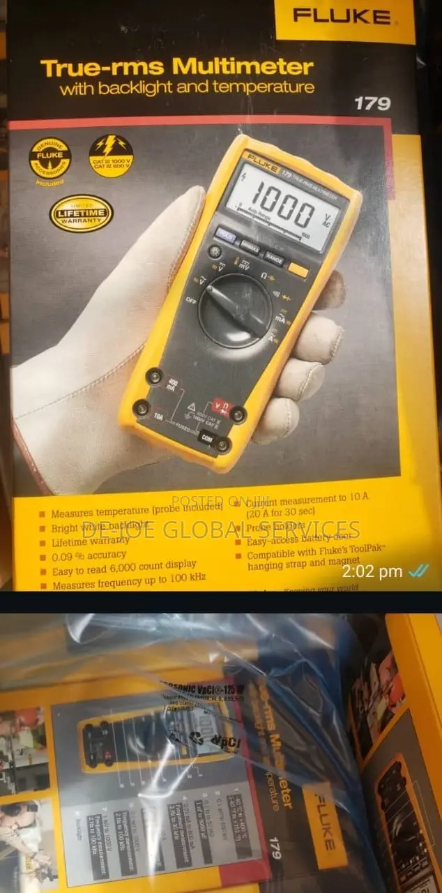 Fluke 179 True-RMS Digital Multimeter With Backlight Temperature Probe