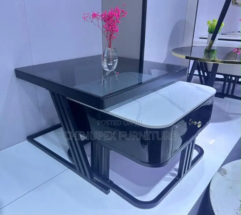 2 in 1 Glass and Marble Center Table