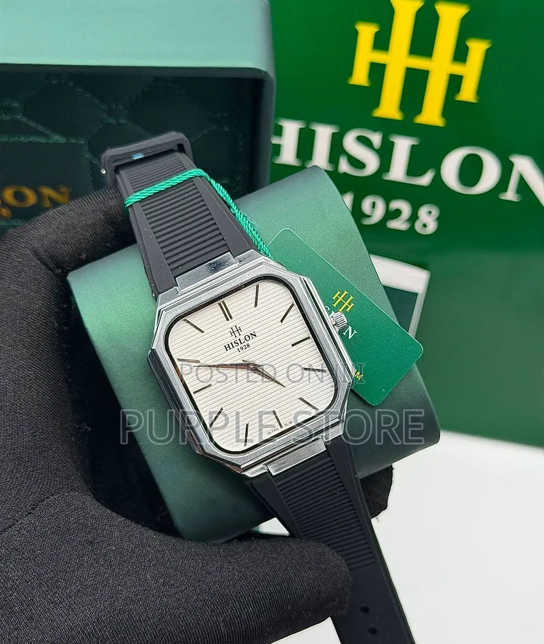 Hislon 1928 Ultra Slim Design Wristwatches Rubber Strap 