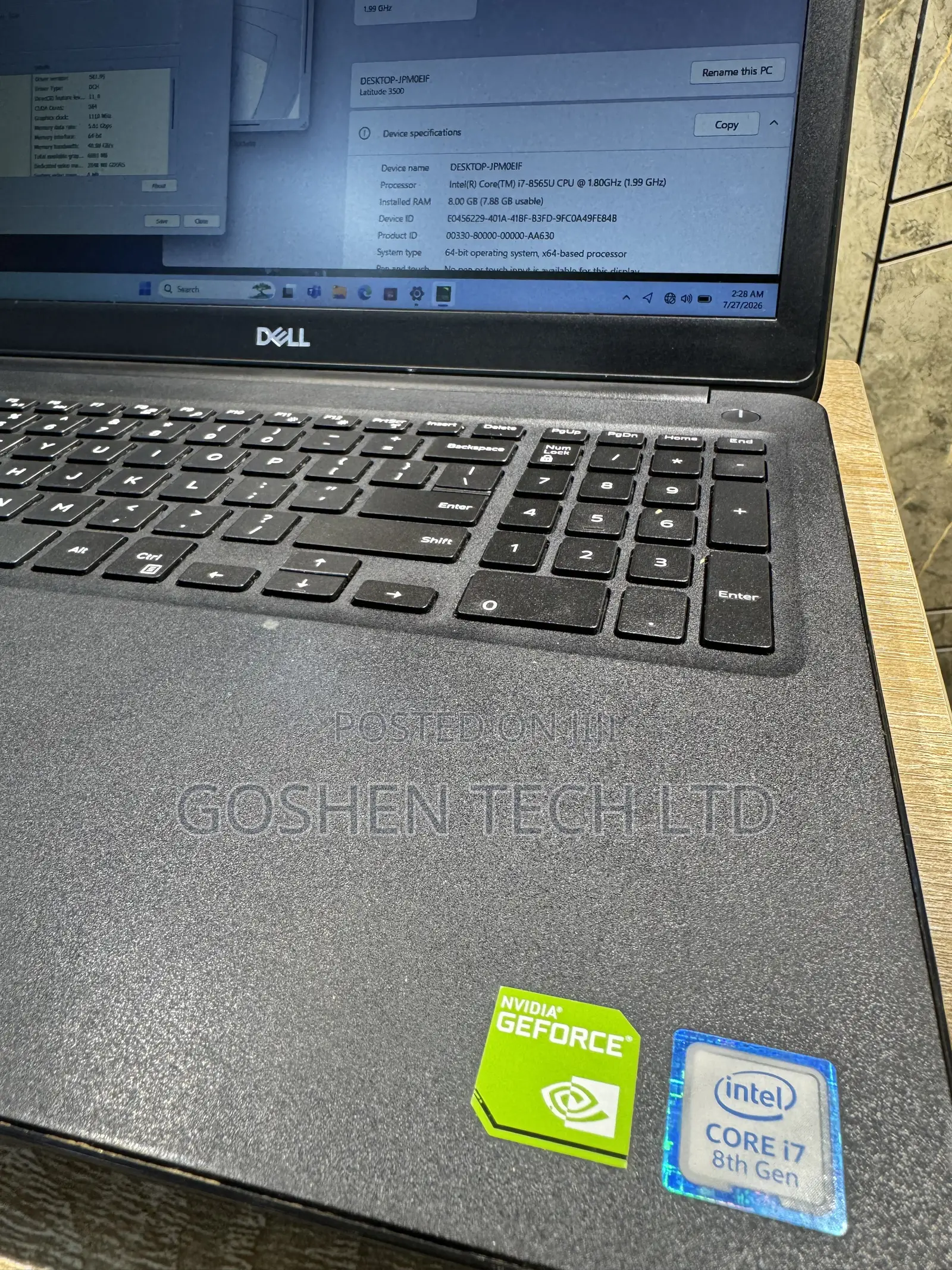 Laptop Dell Latitude 3500 8GB Intel Core i7 SSD 256GB