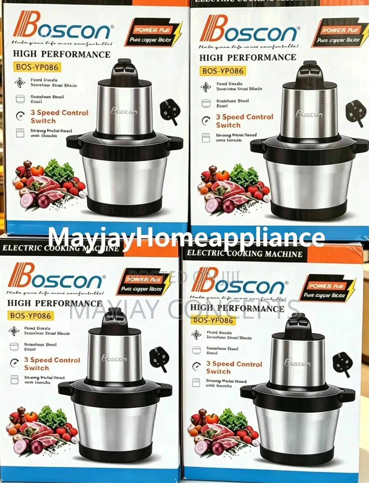 Boscon BOS YP086 Electric Yam Pounder With Stainless Steel Bowl