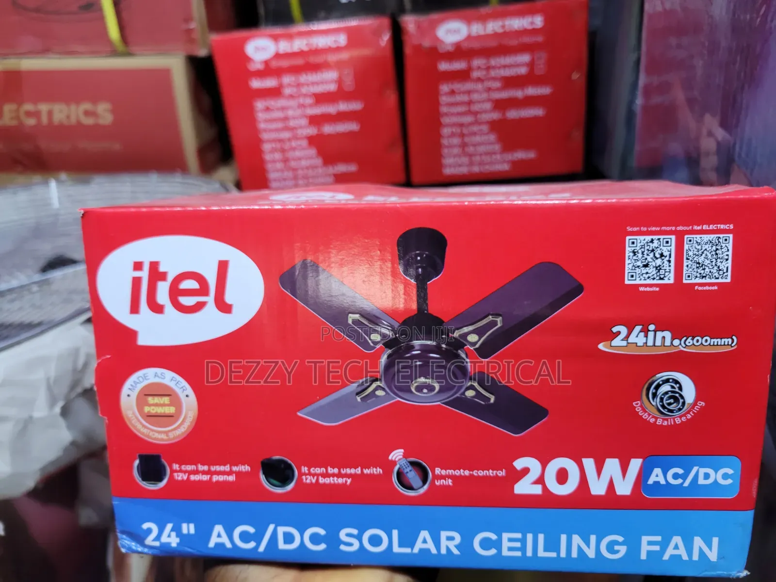Itel Solar Ceiling Fan 20w