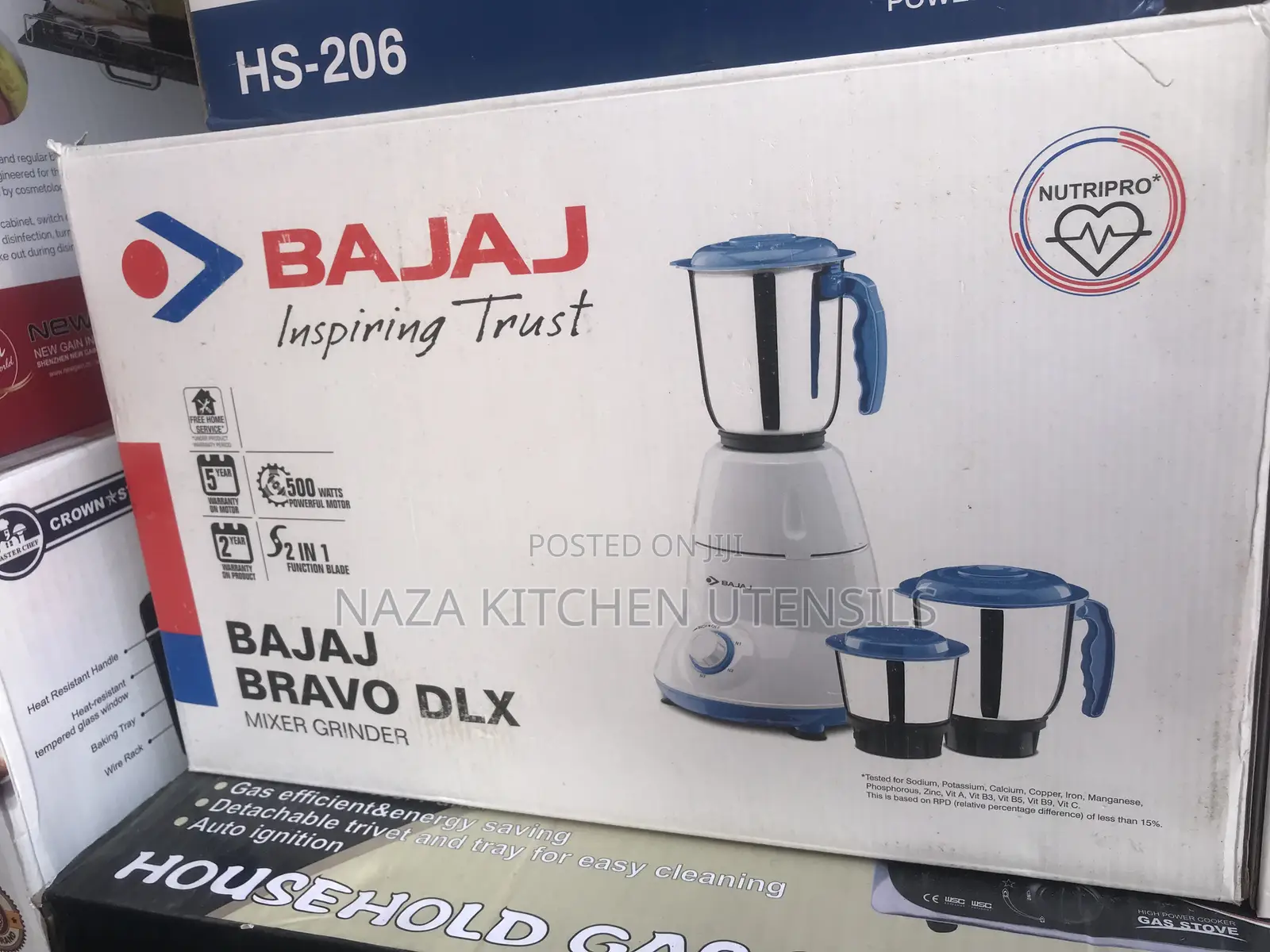 BAJAJ EASY 500 Watts Mixer Grinder With 3 Jars