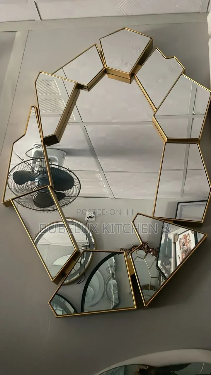 Brand New Luxury Geometric Gold Wall Mirror - Decorative Accent Mirror