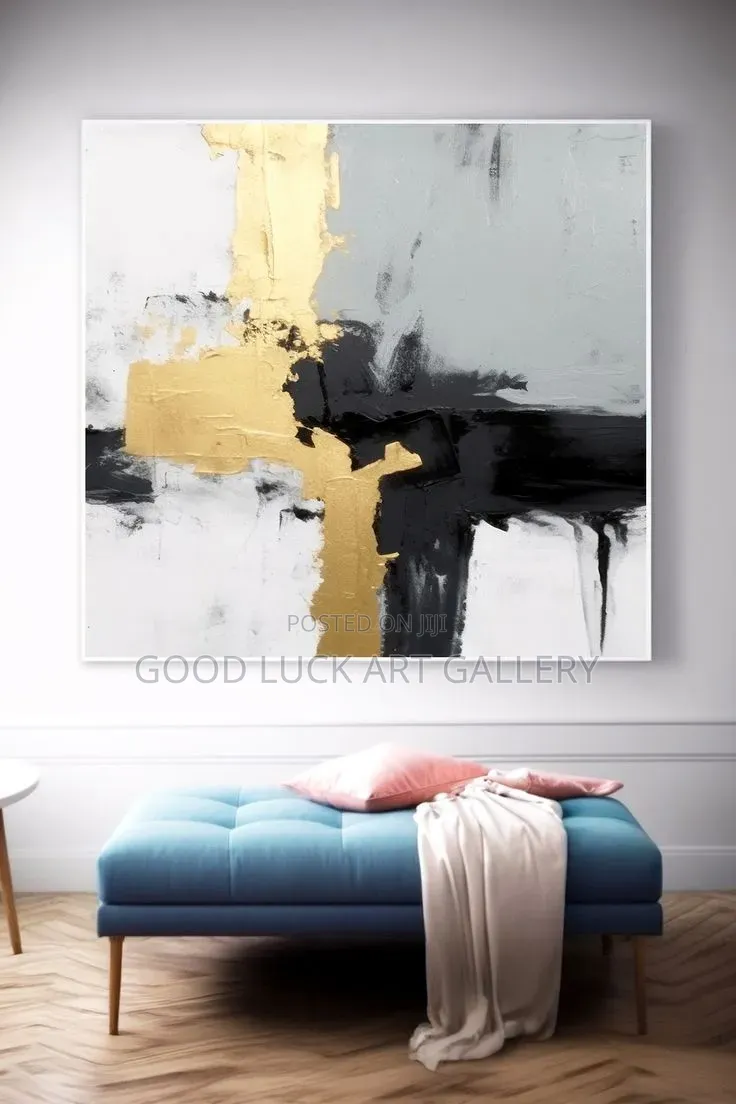 Modern Abstract Black and Gold Wall Art