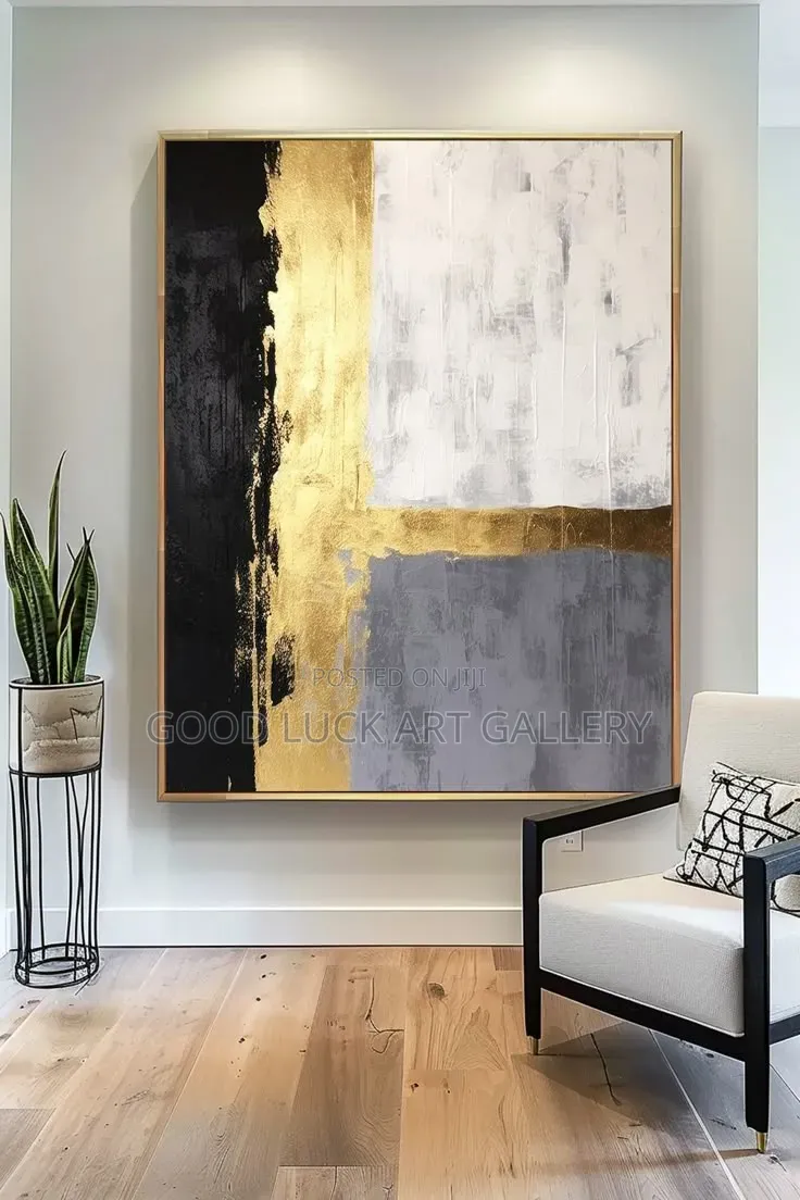 Modern Abstract Black and Gold Wall Art