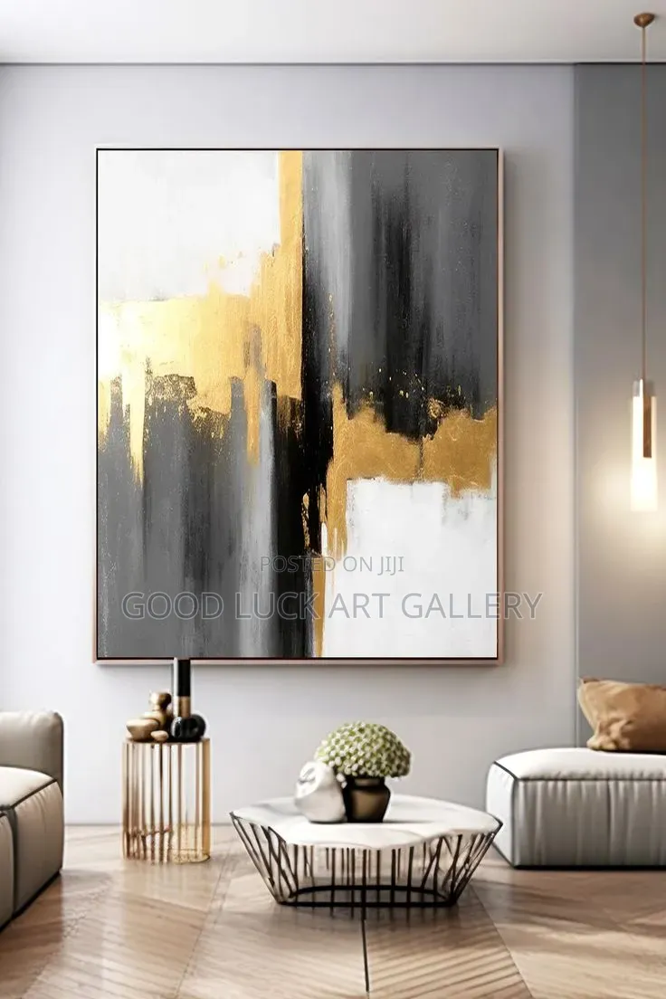 Modern Abstract Black and Gold Wall Art
