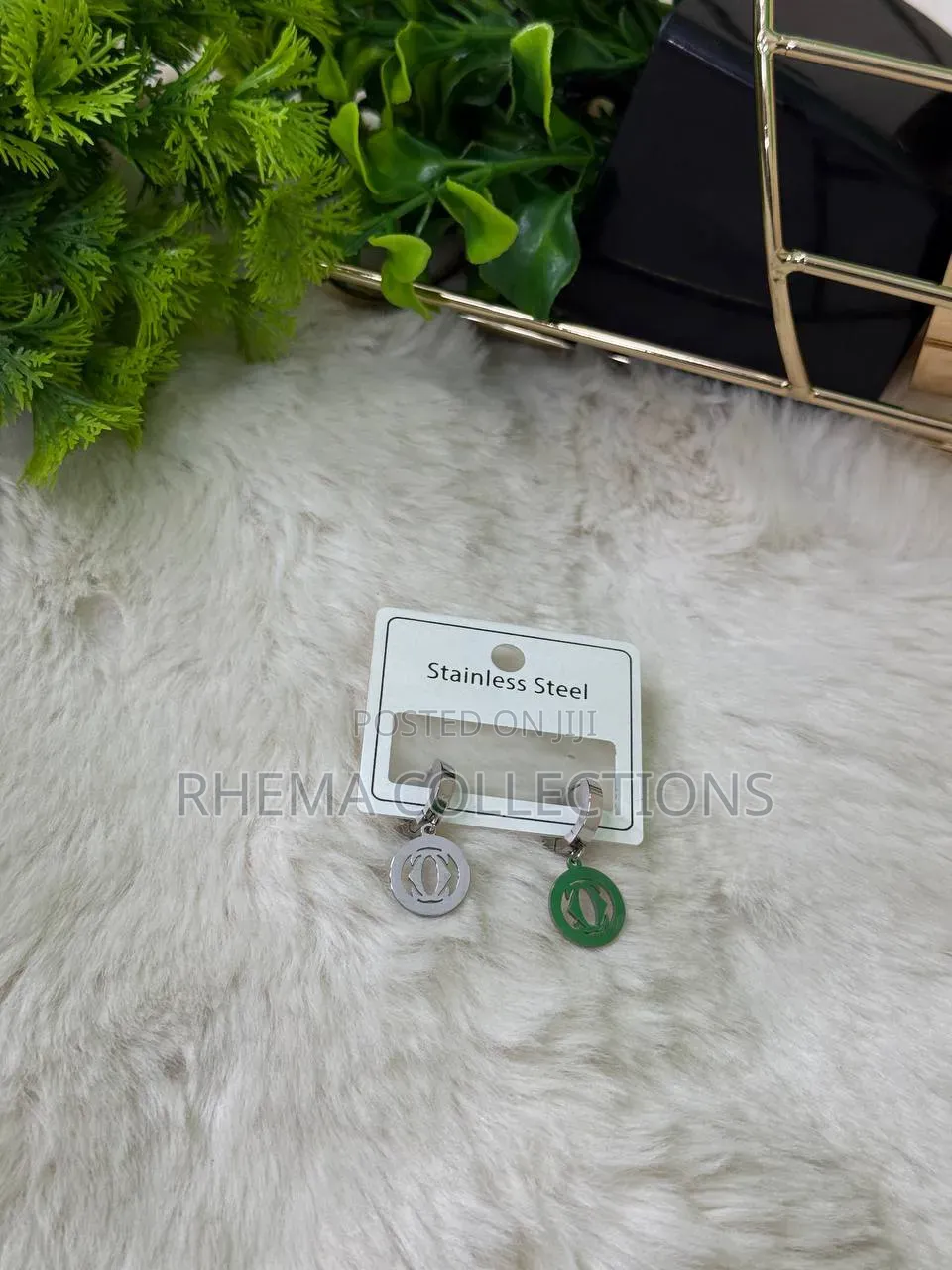 Non-Tarnish Imperial Crest Stainless Steel Hoop Drop Earrings