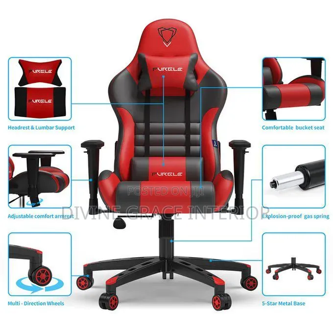 Gaming Chair With Footrest and Adjustable Arm