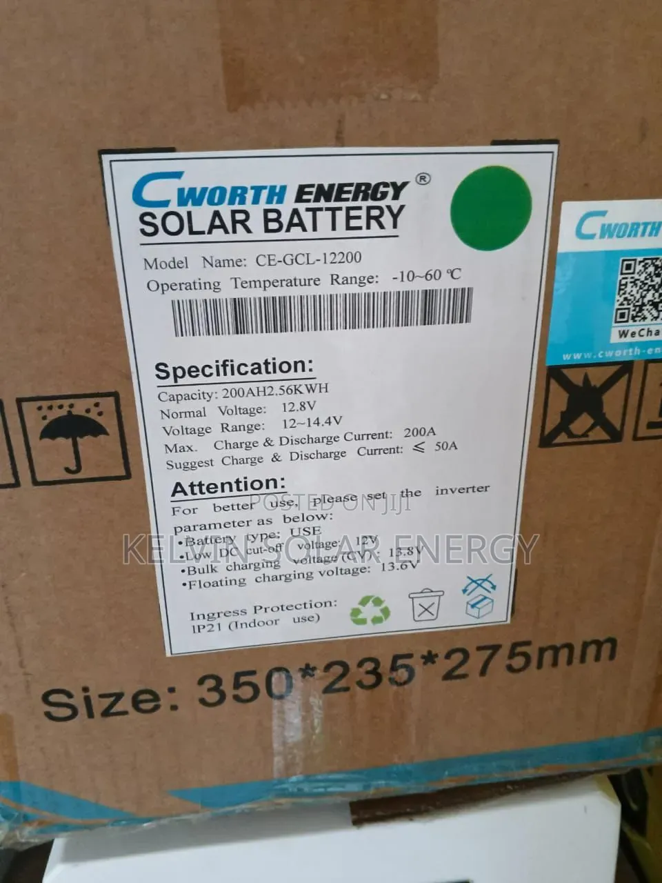 2.56kwh Cworth Lithium Ion Battery 12v