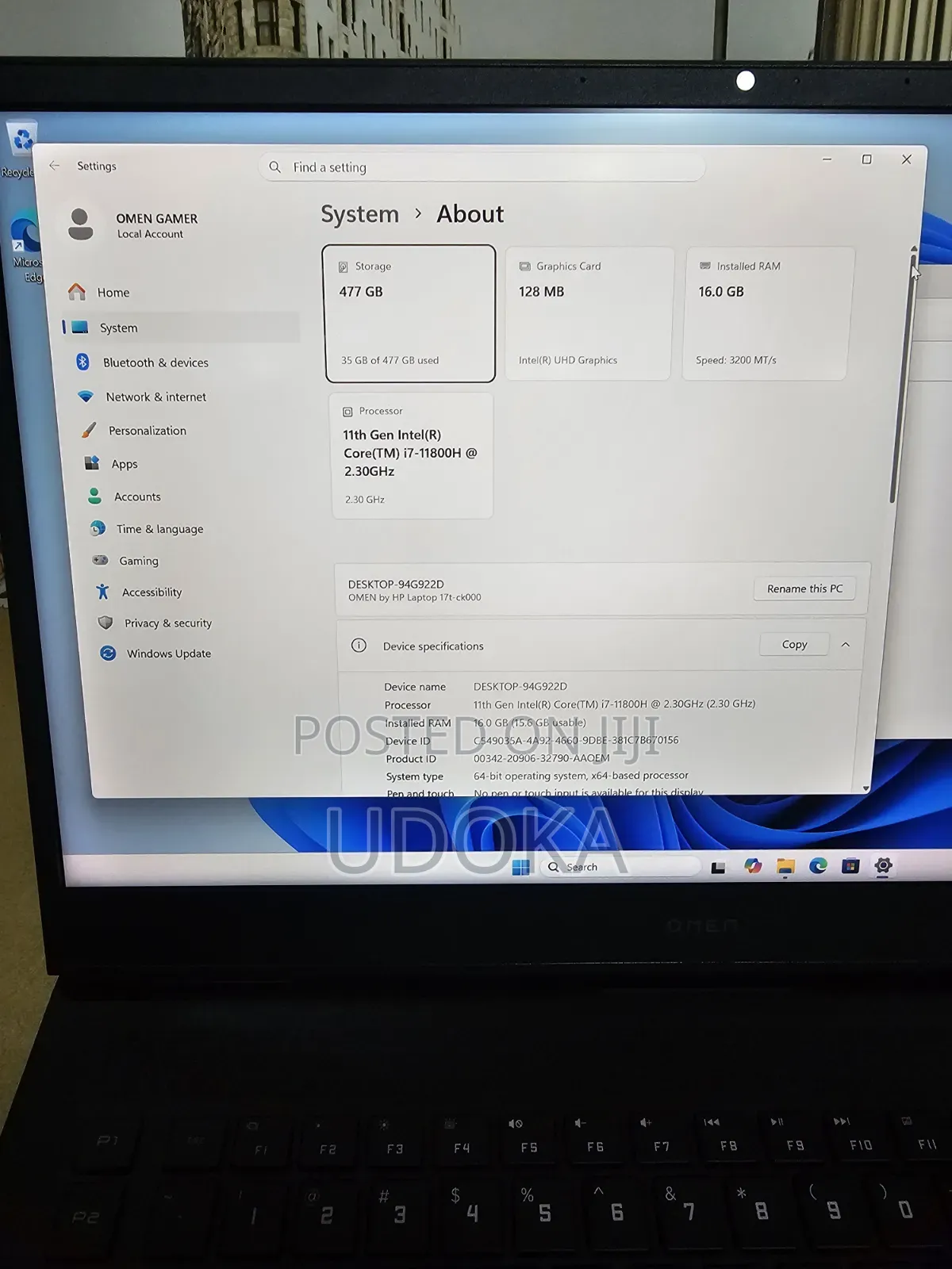 Laptop HP Omen X 17t 16GB Intel Core i7 SSD 512GB