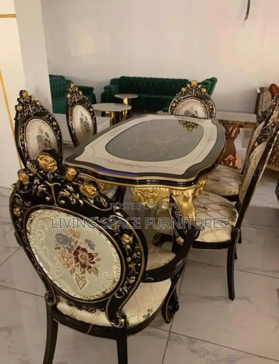 Executive Royal Dining Table With 6 Fabric Chairs