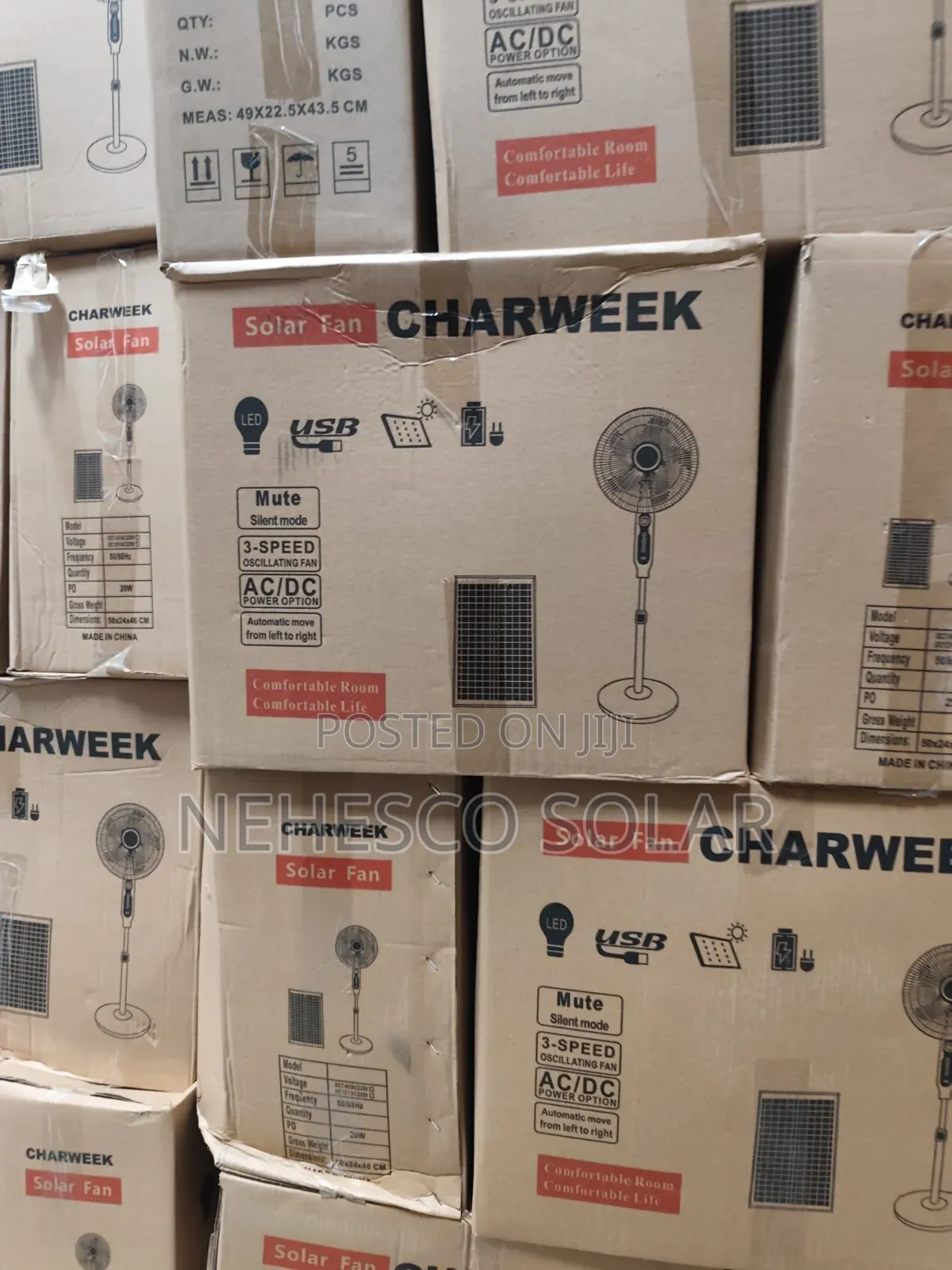 Charweek 16" Solar Fan – Powerful Cooling Anytime, Anywhere