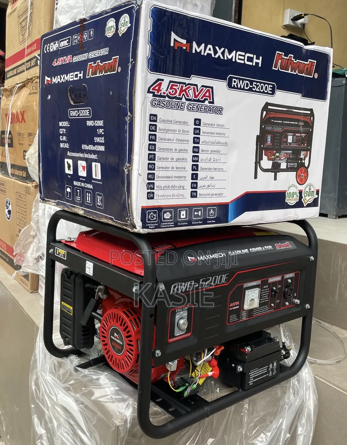 4.5kva RWD5200E2 Maxmech Key Start Petrol Generator