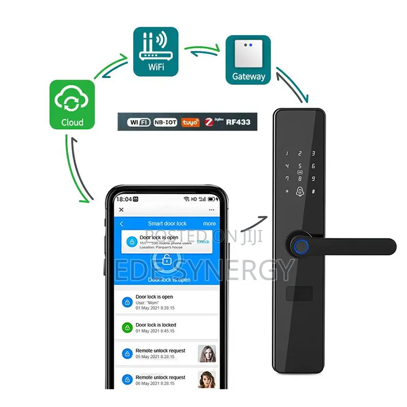 Tuya Smart Wifi Fingerprint Door Lock Intelligent Digital Lock