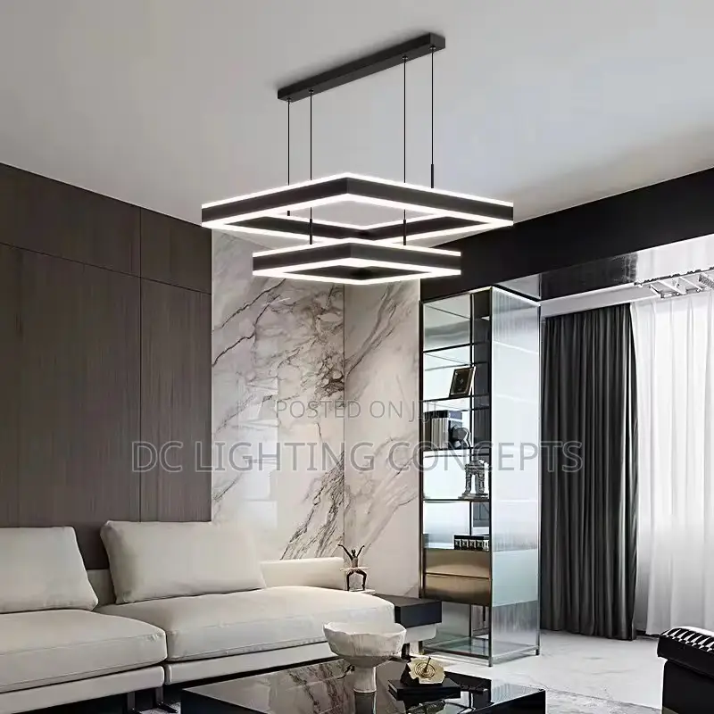 Simple Acrylic Double Square/Round Led Pendant Chandelier.