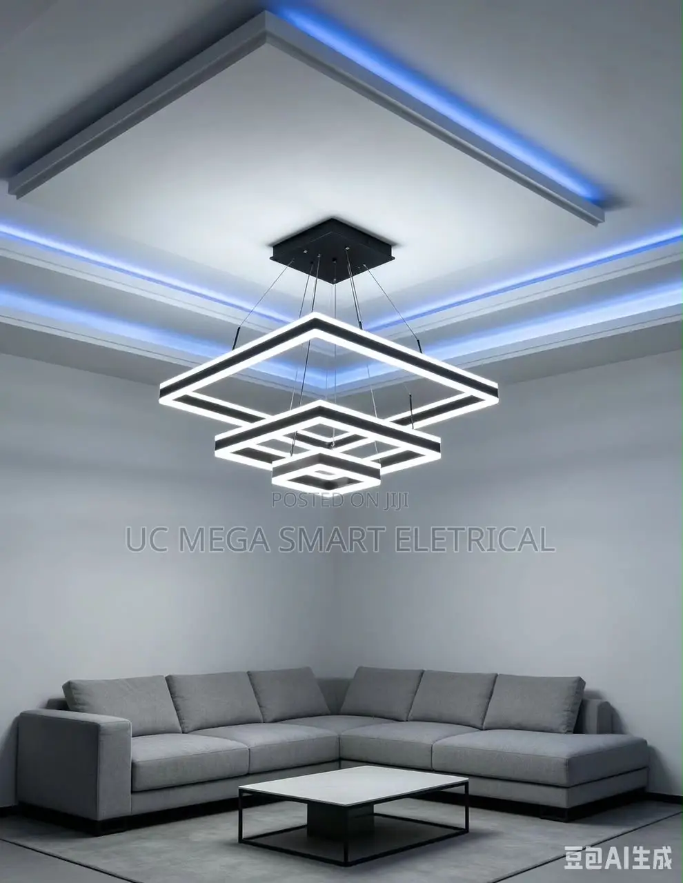 Modern Led Square Chandelier Bedroom Table Dining Living Room
