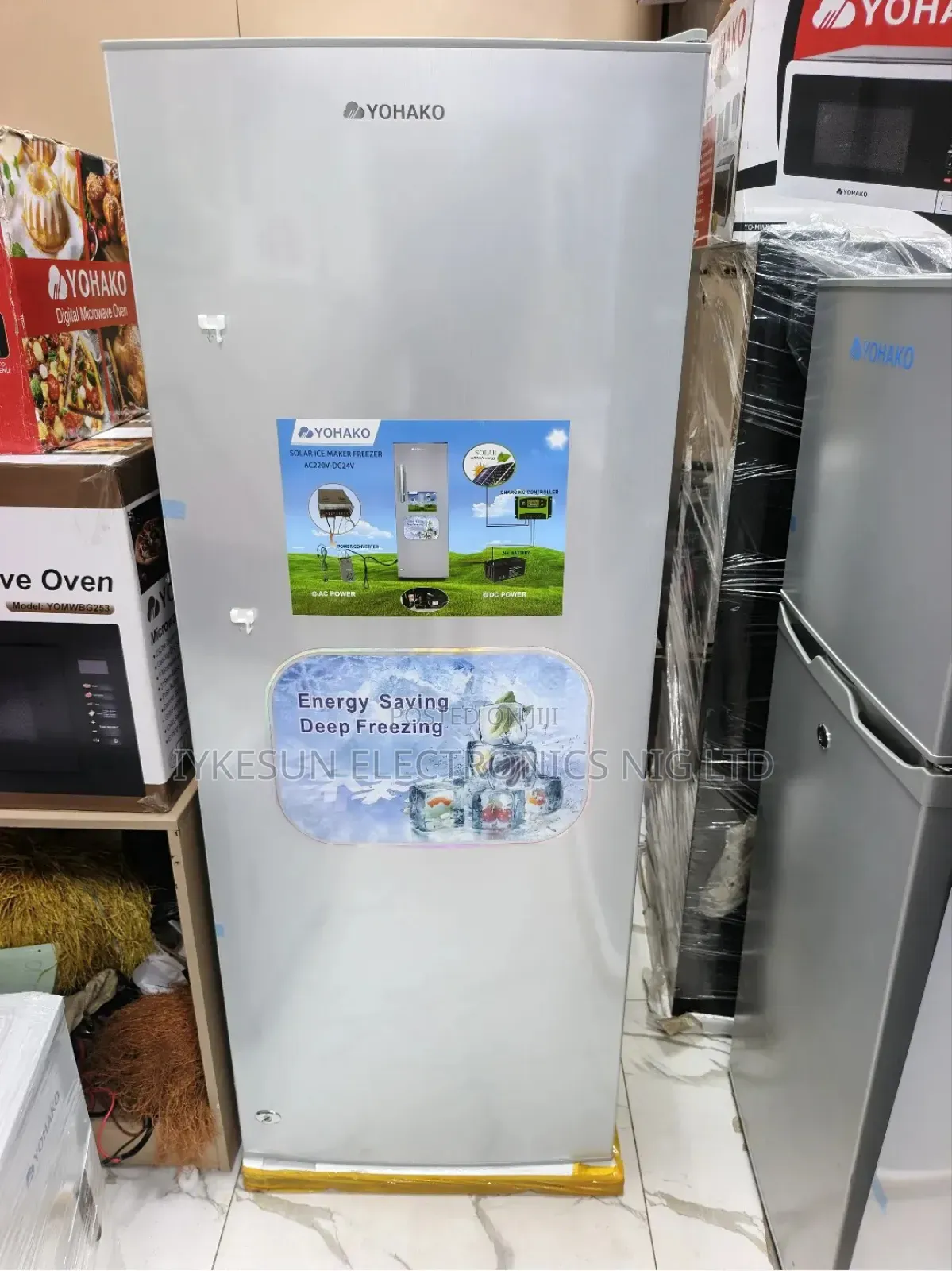 Original YOHAKO AC, DC 10Setp Solar Inverter ICE Block Upright Freezer