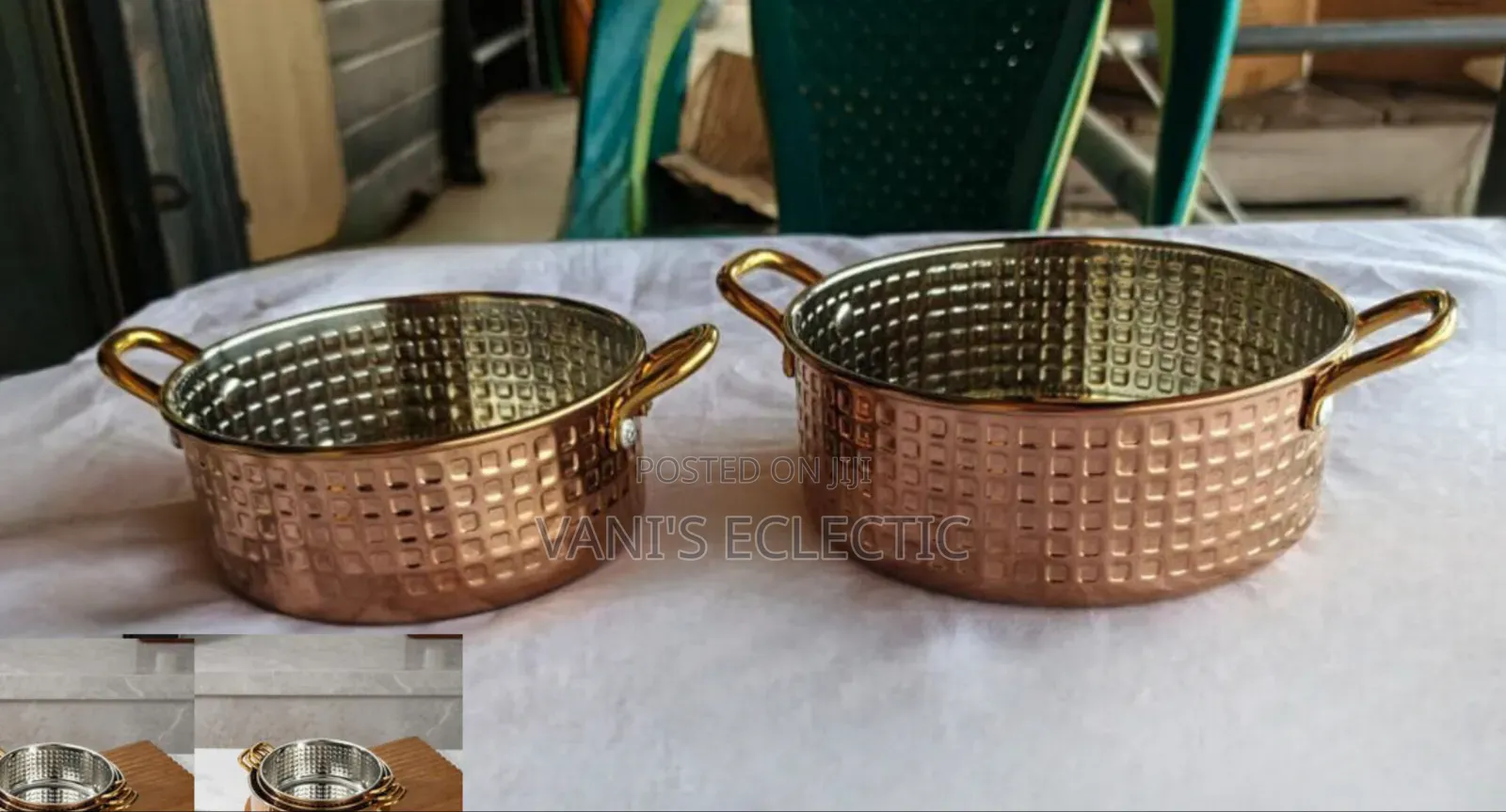 Rose Gold Hammered Round Mini Pots