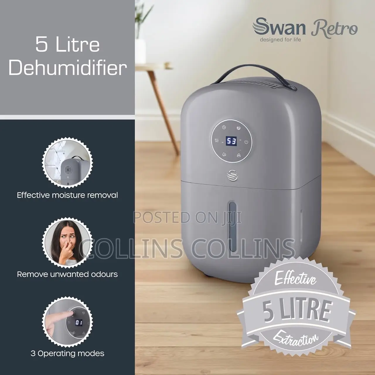 Swan 5L 2-in-1 Dehumidifier Air Purifier With LED Display