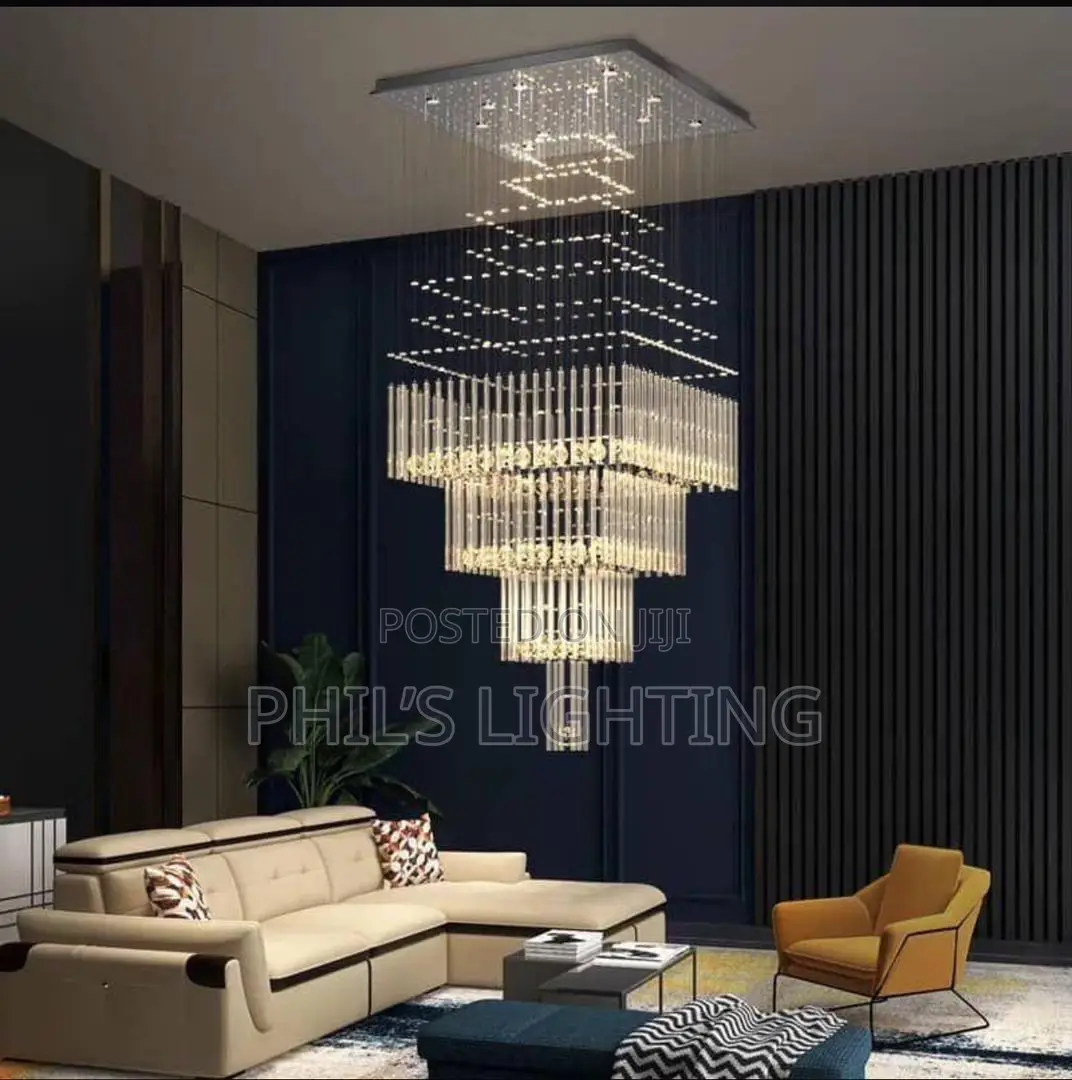 Modern Square Base Crystal Ceiling Chandelier