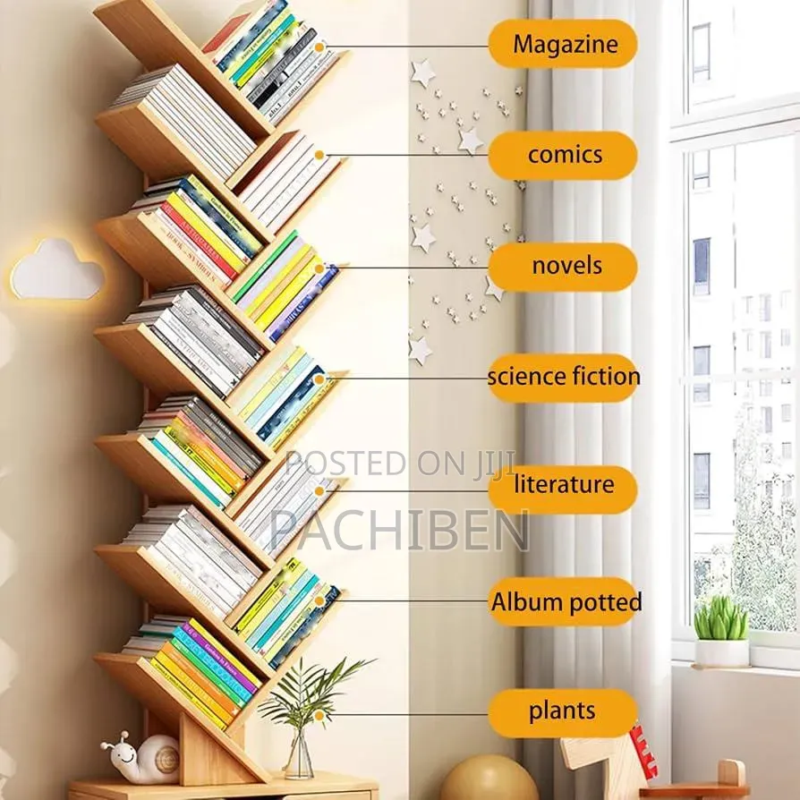 Tree Shaped Bookshelf,CD Storage Holder Stand Rack Case Box Bookcase