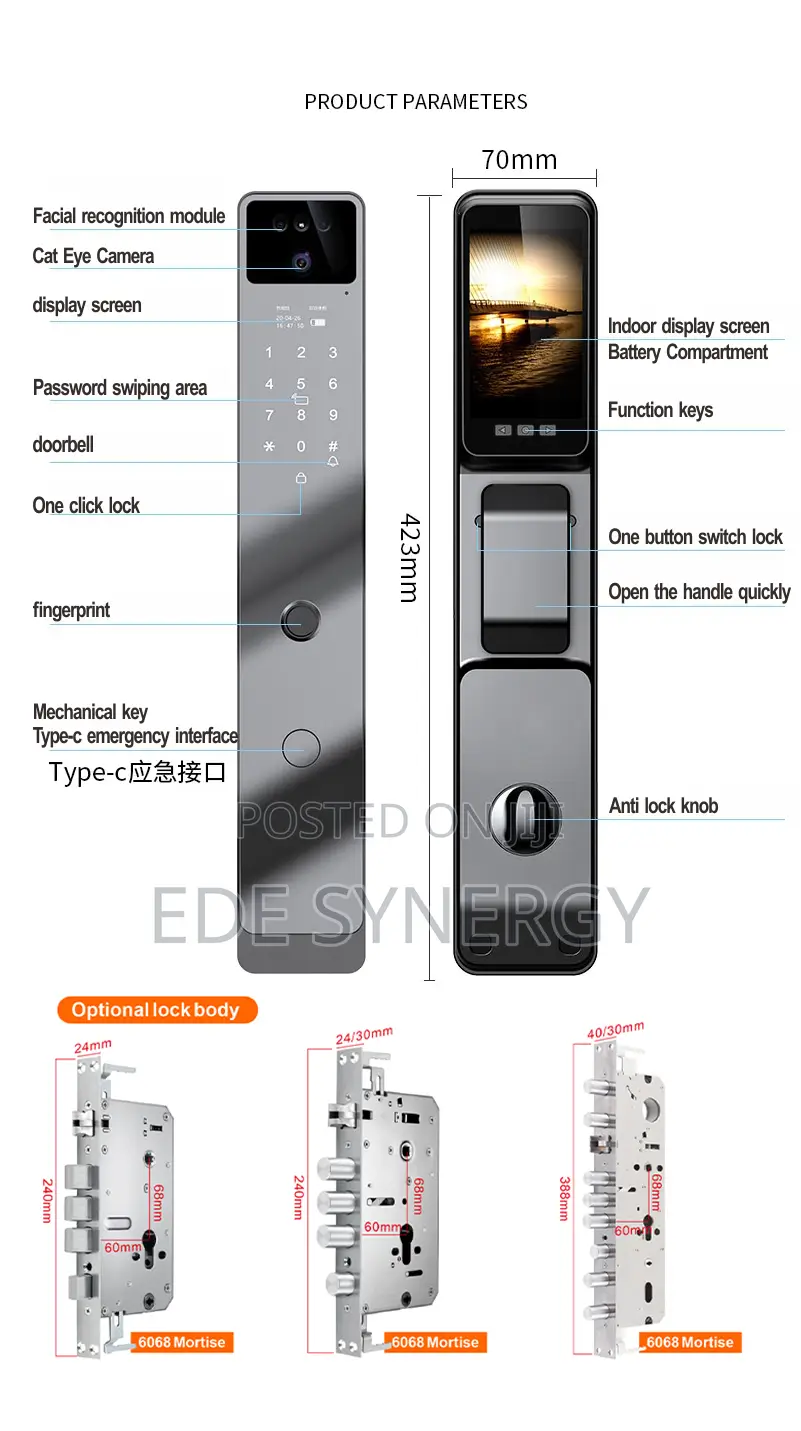 New Ai Intelligence TUYA APP Fingerprint Smart Door Lock