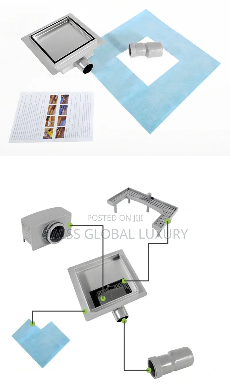 15×15 Quality Stemless Steel Square Tile Insert Floor Drain