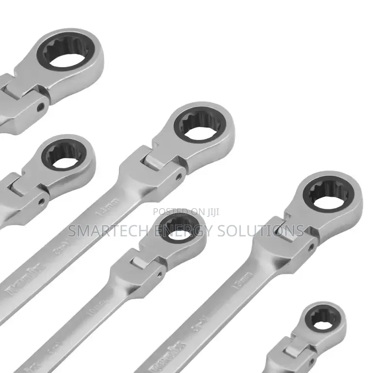 Flex-Head Double Box-End Ratcheting Wrench Set–6 PCS