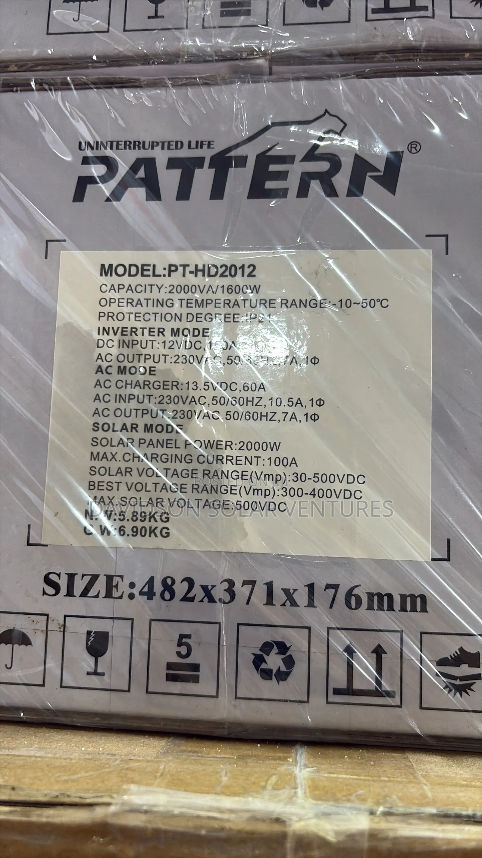 12v 2kva Pattern Hybrid Solar Inverter