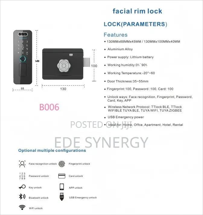 Tuya SmartLock for Steel/Metal/Iron Doors for Home/Hotel/Commercial
